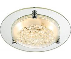 Globo 8Â Watt LED soffitto Specchio Lampada Camera da Letto in Metallo Cromato e Vetro Lampada da Cristalli Rotondo 48246