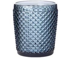 Better & Best Bicchiere Whisky in vetro, basso, decorato con punte, colore blu, dimensioni 8,5 x 8,5 x 10 cm