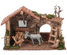 Bertoni Miniature Stabile con Asino Statua, Legno, 26Â x 11Â x 18Â cm