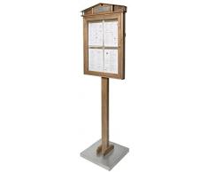 Securit Espositore a LED in Legno Rustic Grandezza 4xA4 - Inclusa la Piantana - Rotelle e Batteria acquistabili a Parte