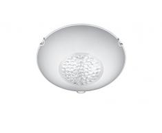Trio Leuchten Trio 604000206 Cormint Plafoniera, Cromato, metÃ Chiara, Decoro Perline, Vetro Bianco, Bordo Trasparente, 30 cm
