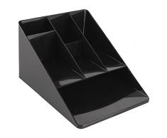 InterDesign Linus Organizer scrivania con 6 scomparti, Portaoggetti scrivania in plastica, nero