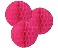 A LIITTLE TREE, 3 PON PON di Carta a Nido dApe, Decorazione per Feste di Nozze, Colore Rosa Acceso, 30,5 cm