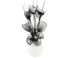 Flourish Vaso Fiori Artificiali in Bianco e Nero, Ornamenti per Soggiorno, davanzale, Accessori per la casa, 32 cm, Argento, Small, 32cm