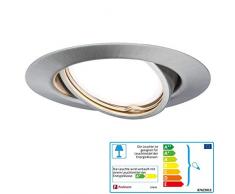 Paulmann 93849 Set Completo di Faretti da Incasso a Led con Lampadina Gu10 Rotonda, 4.5 W, In Metallo Spazzolato, Orientabili