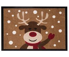 Hanse Design Home 103047Â Zerbino Zerbino Reindeer Renna, Poliammide, Marrone, 40Â x 60Â x 0.7Â cm