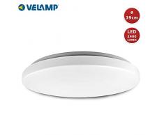Velamp Moon XL Plafoniera LED 2400lm (32W). Ã39cm. Extra Sottile: Soli 6,5mm. Design Elegante. Luce Naturale 4000K. Ideale per Soggiorno. Installazione Semplice, Bianco