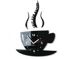 FLEXISTYLE Tazze - Orologio da Parete per caffè in Stile Moderno, con Decorazione a Forma di Orologio da Parete (Nero)