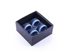 LegendArte LH-004 Allacciatovaglioli Anelli Portatovaglioli Gioiello, Metallo, Blu/Azzurro, 19x8x7 cm 4 unitÃ