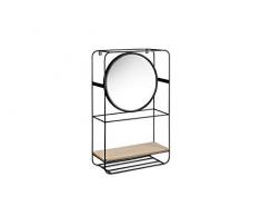 LIFA LIVING Mensola da Muro con Specchio e Ganci, Design Vintage, Legno e Metallo, per Salotto, Bagno, corridoio, Ingresso