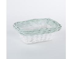 DiKasa Home Portavaso, Vimini, Bianco/Verde, 37x25x15 cm