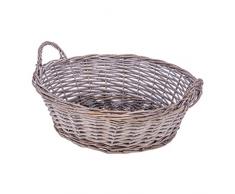 Bianchi Dino BK018_01 Cesto Rotondo con Manici, Rattan, Grigio, 45x45x15 cm