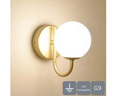 HARPER LIVING 1 lampada da parete su/giù (lampadina non inclusa), paralume in vetro, 16 cm x 15 cm x 10 cm, ideale per soggiorno, camera da letto, corridoio