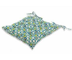 Galileo Casa 2420280 Cuscino Sedia, Poliestere, Blu/Verde, 40x40x7 cm