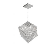 Oaks Lighting - Lampadario a 4 bracci, forma cubica, paralume in vetro di cristallo a forma di goccia, in cromo lucidato