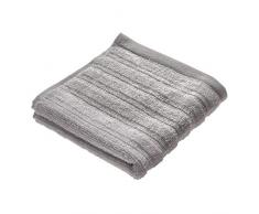 iDesign Ribbed Bagno a Coste, Piccolo e Morbido Cotone 100%, Asciugamano Viso e Corpo con Nastro per Appendere, Grigio, 33,0 cm x 0,3 cm