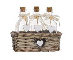 DCASA Set 3 Bottiglie Decorative Cuore Home Unisex Adulto, Composto