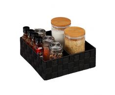 Relaxdays, Nero Cestino Portaoggetti, con Divisorio Variabile Contenitori per Scaffali e Armadi, HLP 9,5 x 26,5 x 26 cm, PP, Metallo, 1 Pz