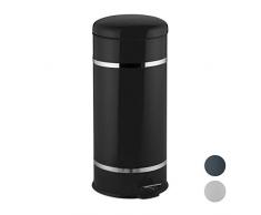 Relaxdays Bidone per Rifiuti con Pedale 30 Litri Secchio Interno con Manico per la Cucina in Acciaio Inox Colore Nero