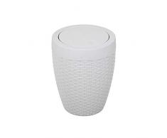 Addis - Cestino da Bagno Rotondo in Finto Rattan, con Coperchio Basculante, Colore: Grigio Chiaro, 5 Litri