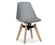 Lo+DeModa Rysto Sedia, Acciaio/Legno/Polipropilene/Poliuretano, Grigio Chiaro, 68x28x8.5 cm
