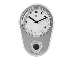 H&H Orologio Parete Silver 21Xh31 Arredo E Decorazioni Casa, Argento/Bianco, 21x31 cm