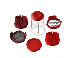 KUHN Rikon 21350 - Affettatrice a spinta per verdura e frutta, in plastica, colore: rosso