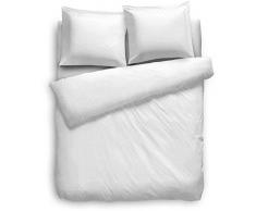 HnL Living Heckett Lane Biancheria da Letto, 100% Cotone makò Satinato, Tinta Unita, Puntini, 260 x 220 (60 x 70), Bianco