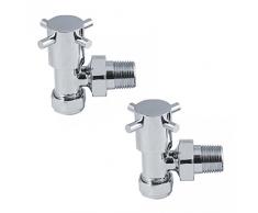 Home Standard - Valvole angolate cromate per radiatori e portasciugamani (Coppia) per scaldasalviette riscaldate e radiatori per Riscaldamento centralizzato