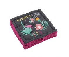 Douceur dIntÃ©rieur Cuscino da Pavimento, 60 x 60 x 10 cm, in Cotone, Stampa Ibiza, Multicolore, 45 x 45 x 10 CM