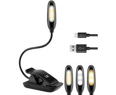LE Lampada da Lettura,Lampada Clip Ricaricabile USB, 7 LED 3 Temperature di Colore, Luce Portatile Bianca Fredda Calda Naturale Tascabile , 1000mAH Batteria per Libri Tablet Computer Viaggi ecc