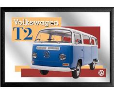 empireposter â Volkswagen â Bulli â T2 â Dimensioni (cm), ca. Specchio da Parete Stampato con Cornice in plastica Nera Effetto Legno, 30 x 20 cm