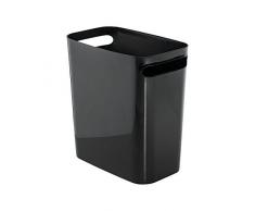 iDesign Cestino spazzatura con manici, Piccolo secchio spazzatura con capacitÃ di 9,5 l, Cestino rifiuti in plastica ideale per ufficio, bagno o cucina, nero