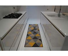 Serdim Rugs Gelback Tappeto Antiscivolo dal Design Geometrico per Cucina e corridoi Multiuso â tappetini, Oro Scuro, 80x300cm(26 x910)