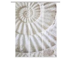Home fashion 88980Â -Â 111Â Natura Conchiglie, Stampa Digitale Tenda a Pannello Set di 3, plastica, Colore Naturale, 245Â x 60Â x 245Â cm