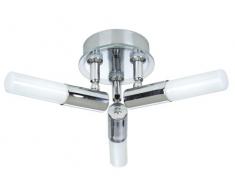 TP24 Morini IP44 Rated LED 3 Head Spot Piastra in finitura cromata con vetro libero Particolare del tubo della lampada