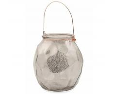 Villa dâEste Home Tivoli Glass Vaso Portacandele tondo in vetro, Silver, Ã 13 x h. 15 cm