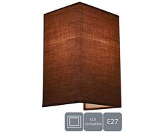 HARPER LIVING 1xE27/ES Lampada da parete con interruttore, paralume rettangolare in tessuto moka, adatta per aggiornamento LED, ideale per camera da letto, soggiorno, corridoio, hotel, B & B