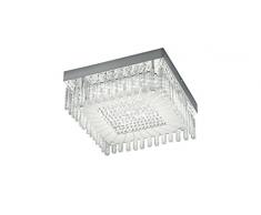 Reality Topas Plafoniera LED, Quadrata, Diffusore con Pendagli Integriert, 12 W, Cromo, 28 x 28 x 11 cm
