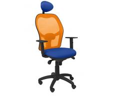 Piqueras Y Crespo (PIQU7) Sedia Jorquera Mesh Arancio Seduta Bali con testiera Fissa Ufficio Talla Unica Blu