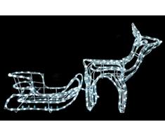 Giocoplast Natale Tubo Bianco, 264 LED 220-240V Ip44, Renna:52X50X23Cm Slitta:24X48X23Cm, Multicolore