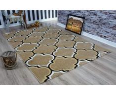 Serdim Rugs Ltd - Tappeto Moderno, Morbido, Intagliato a Mano, 1,2 cm di Spessore, Idrorepellente e Non stinge, Lavabile (Beige, 60 x 230 cm)