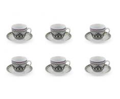 Villa DEste Home Tivoli 2191723 Mexico Black Set 6 tazzine c/piattini, New Bone China