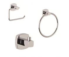 Croydex 3Â Pezzi Set in Scatola Porta Rotolo di Carta igienica, portasciugamani, Metallo, Cromo, 30Â x 30Â x 8Â cm