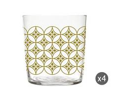 Excelsa Magatama Set 4 Bicchieri Acqua, Vetro soffiato, Giallo