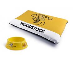 Excelsa Peanuts Set Cuccioli Ciotola e Cuscino per Cani, Cotone e Polipropilene, Giallo, Medio, 2 unitÃ 