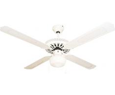Bastilipo ayamonte ventilatore da soffitto con luce E27, 60Â W, bianco, 132Â x 47Â cm