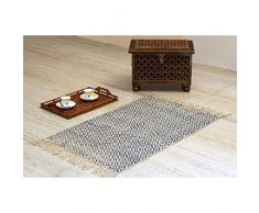 Stylla London® Tappeto Indiano per Soggiorno con Stampa a Blocchi, 100% Cotone, Commercio Equo e Solidale, 60 x 90 cm