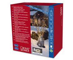 Konstsmide 3733-103 - Catena luminosa LED con interruttore on/off e sensore luminoso, timer per 6 ore, adatta a esterni (IP44), 240 diodi a luce bianca calda, funzionamento a batteria, con cavo trasparente, 4 pile D da 1,5 V escluse