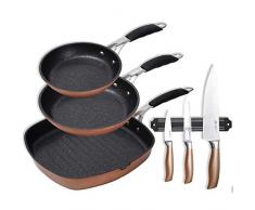 Bergner PK1630 - Set di coltelli e padelle Ã20 Ã24 e Ã28, in alluminio forgiato, a induzione, Copper Just for Chefs